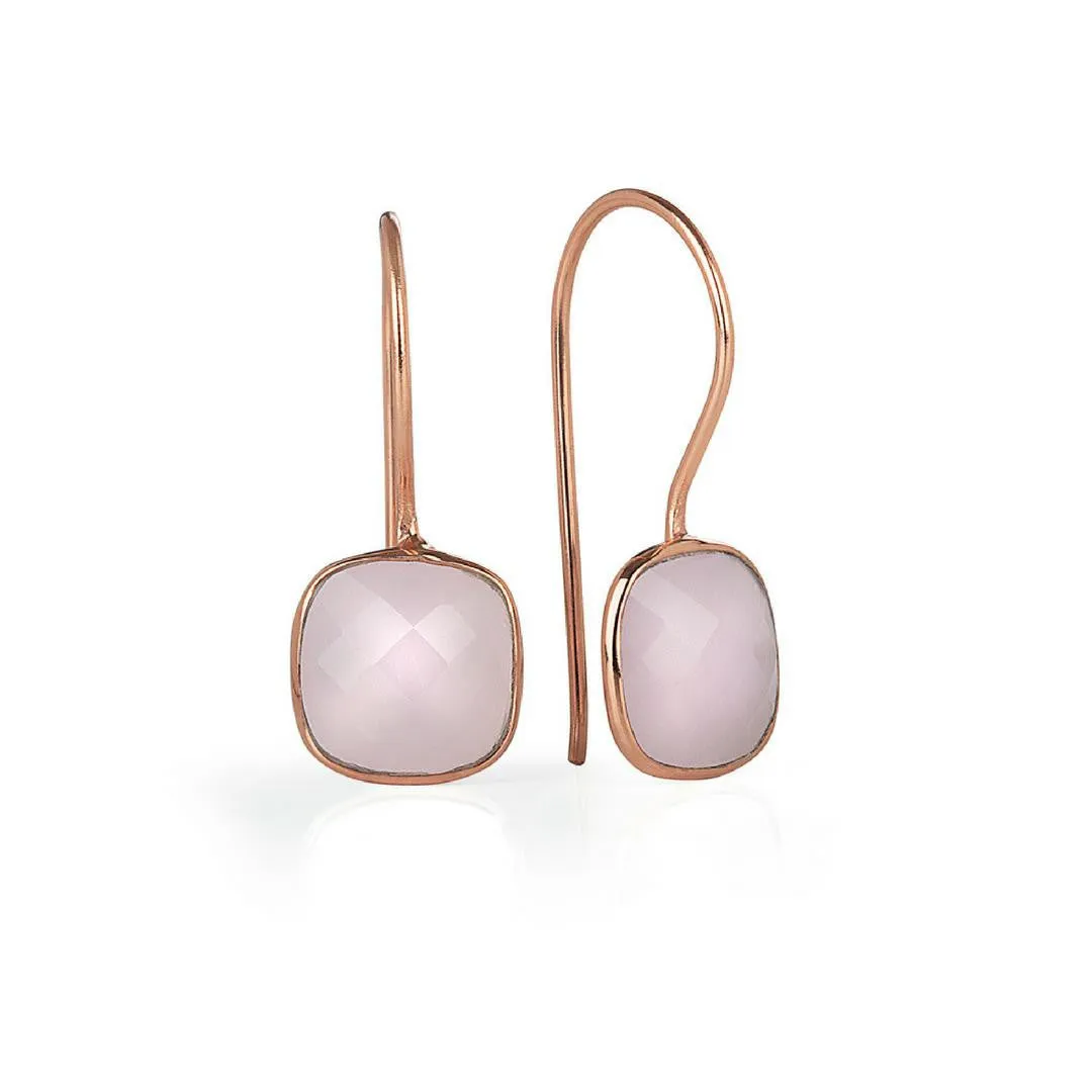 Rose Quartz Earrings | Rose Gold