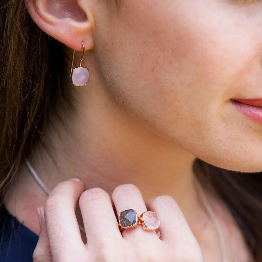 Rose Quartz Earrings | Rose Gold