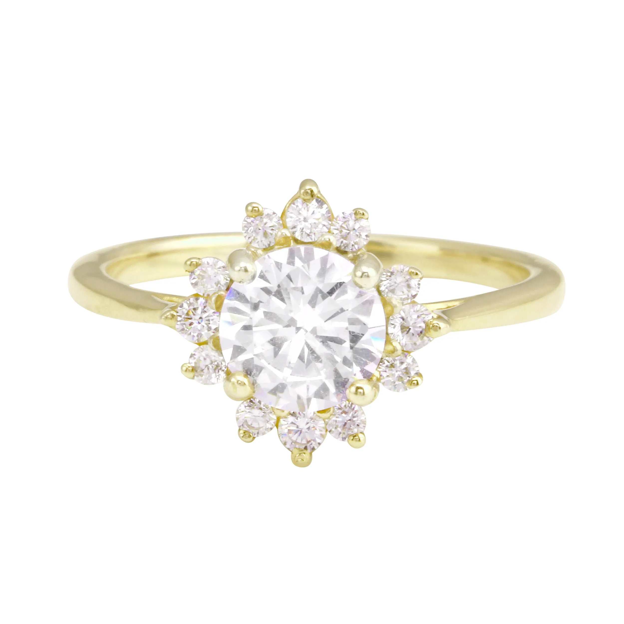 Round Diamond Sunburst Engagement Ring