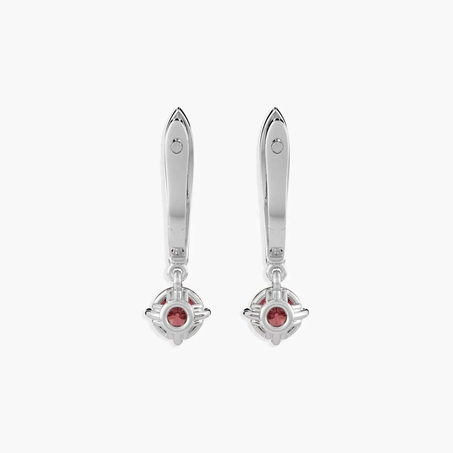 Round Garnet Drop Hoop Earrings in Silver - Irosk Australia ®