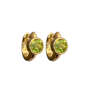 Round Peridot Bezel Earrings