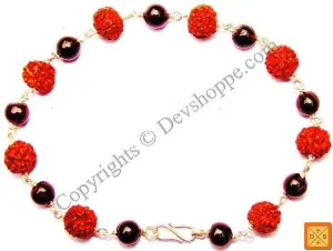 Rudraksha and Garnet Combination Bracelet