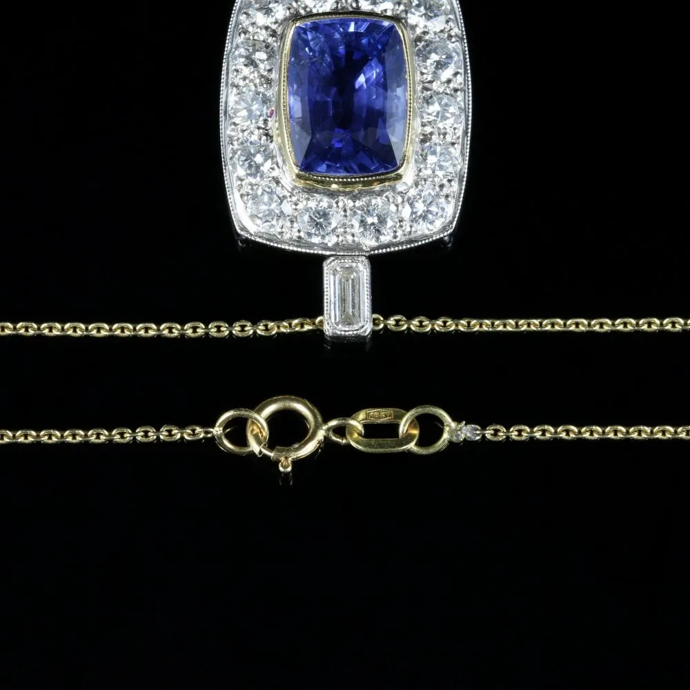 Sapphire Diamond Pendant Necklace 18Ct Gold