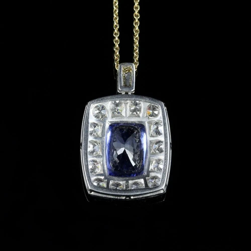 Sapphire Diamond Pendant Necklace 18Ct Gold