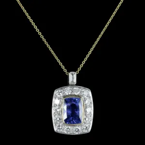 Sapphire Diamond Pendant Necklace 18Ct Gold