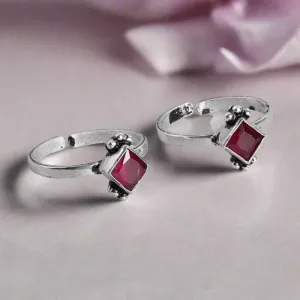 Scarlet Elegance Silver-Plated 925 Sterling Silver Toe Ring