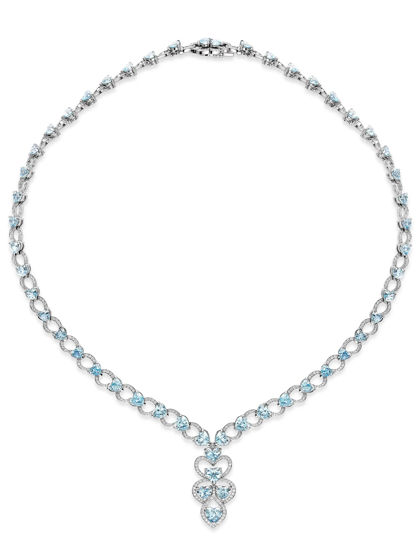 Secret Garden Aquamarine Diamond Platinum Necklace