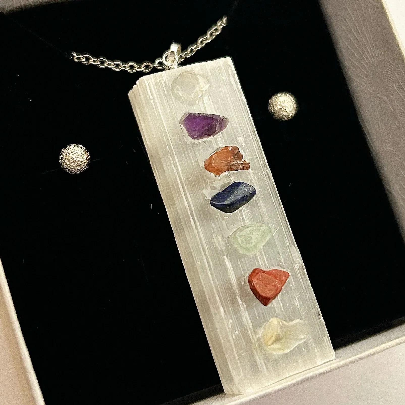 SELENITE CHAKRA PENDANT ONLY - FREE CHAIN & EARRINGS