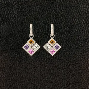 Semi-precious Stones & Diamond Dangle Earrings