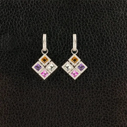 Semi-precious Stones & Diamond Dangle Earrings