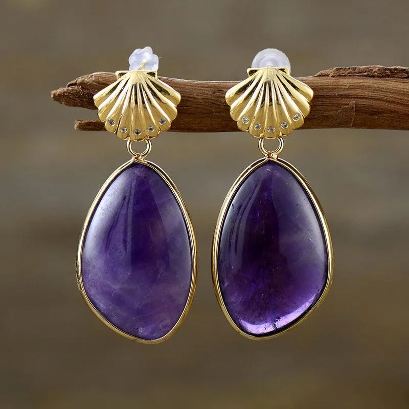 Shells Amethyst Drop Earrings