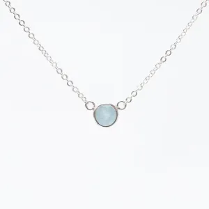 Silver Aquamarine Comini Circle Stone Necklace