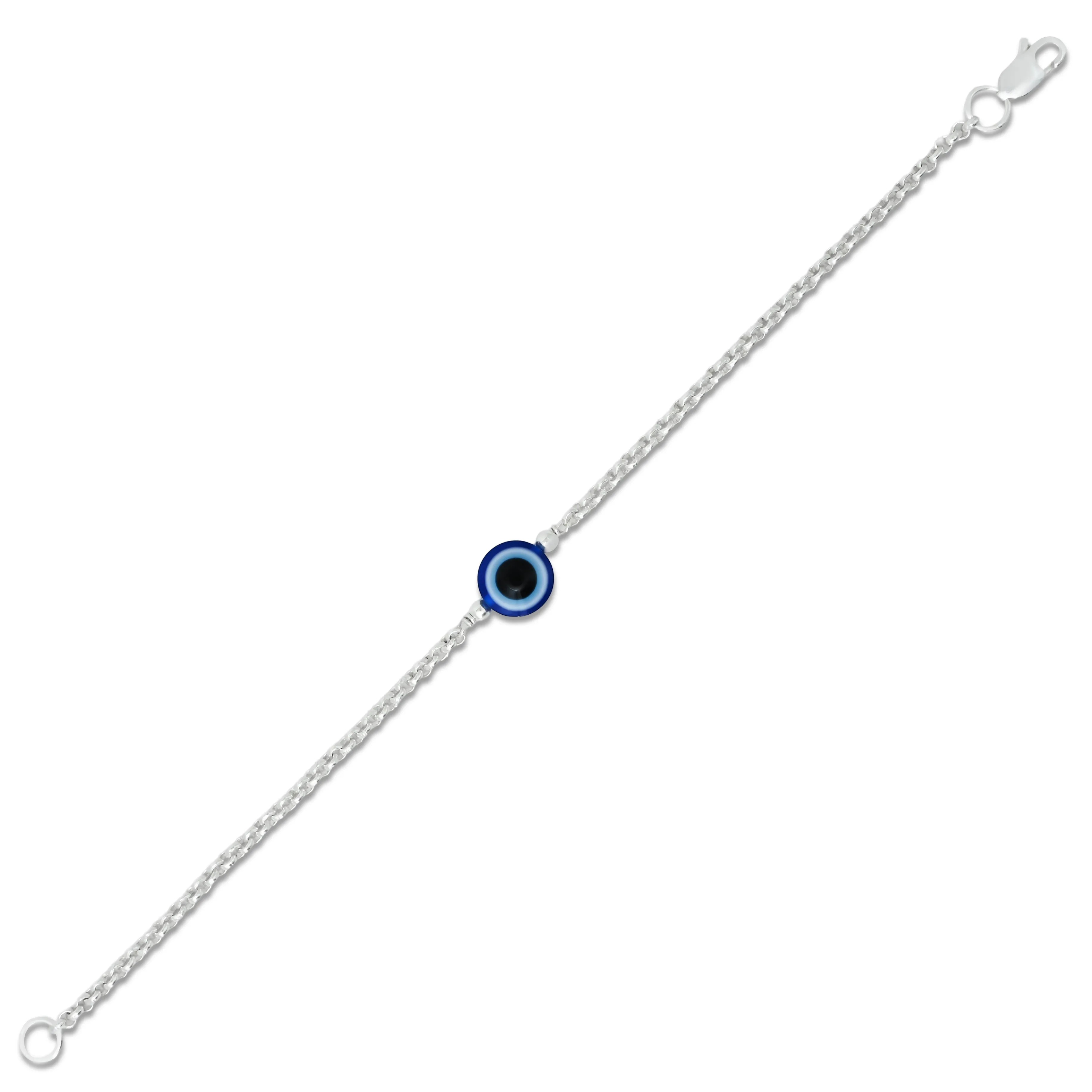 Silver Center Round Shape Blue Evil Eye Bracelet for Boys