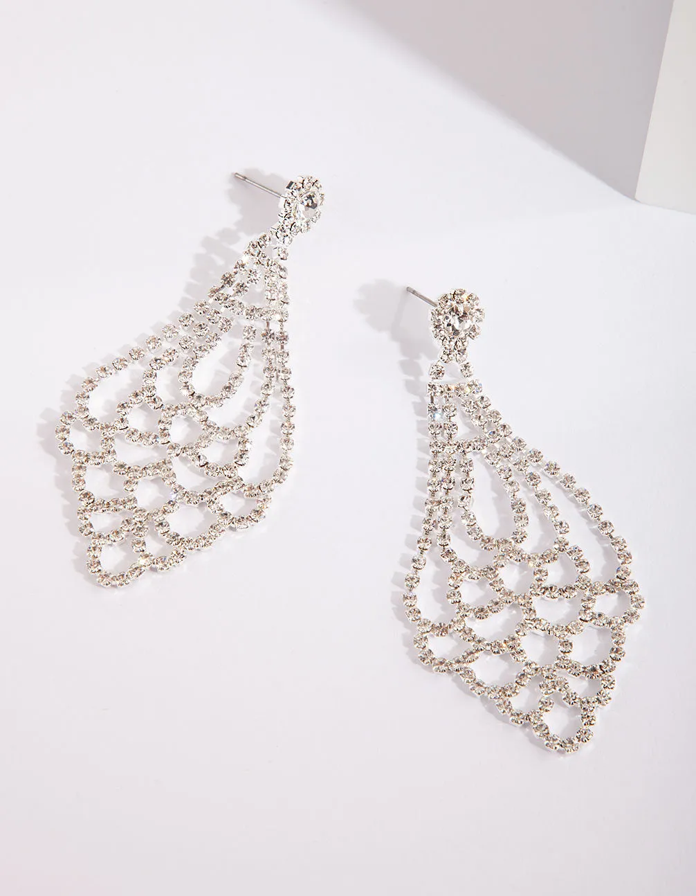 Silver Crystal Chandelier Earring