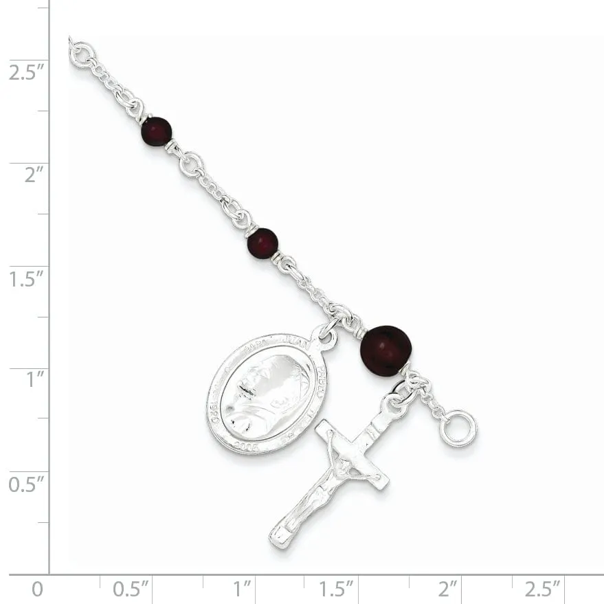 Silver Polished Finish Children Rosary Bracelet