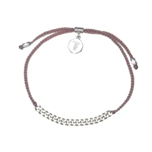 SIMPLE CHAIN & CORD BRACELET - DUSTY PINK - SILVER