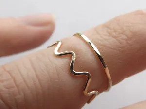 Skinny Gold Wave Knuckle Ring Set, Wave Ring, above knuckle, Knuckle Rings, Toe Rings, Rings, Yellow Goldfilled Knuckle Ring, Wave, Hammered