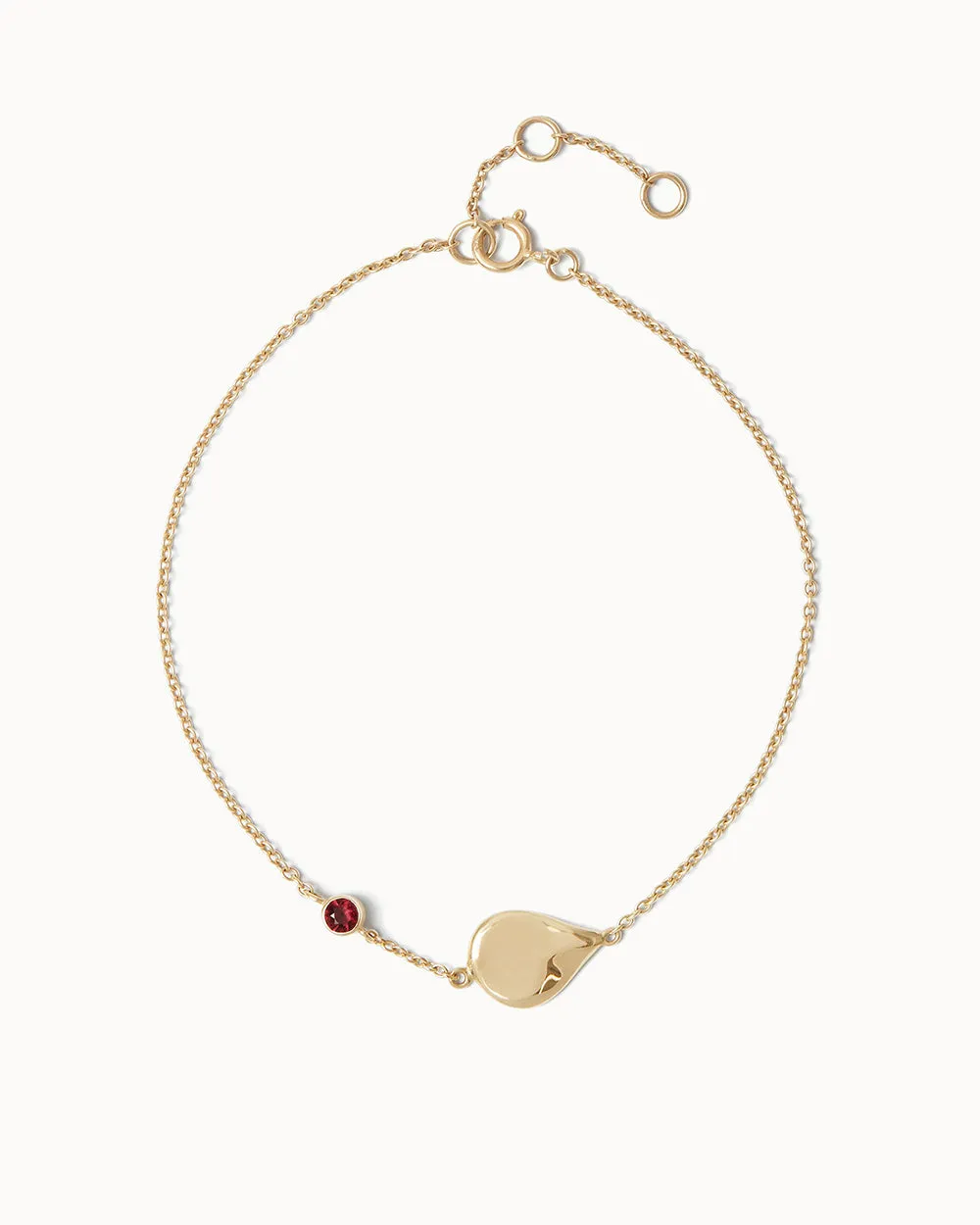 Solid Gold Garnet January Birthstone Bracelet