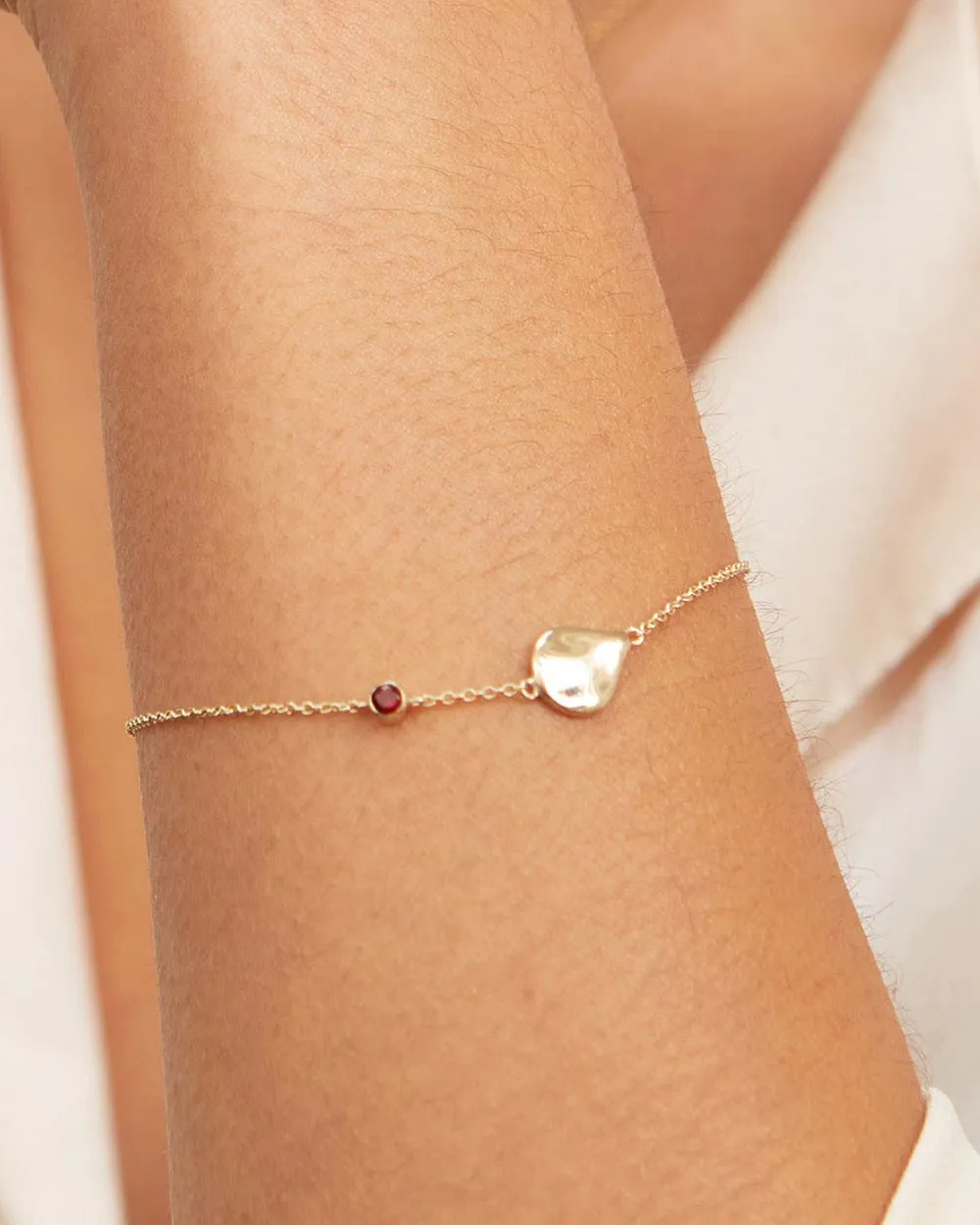 Solid Gold Garnet January Birthstone Bracelet