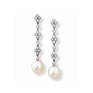 South Sea Pearl and Diamond Drop Earrings