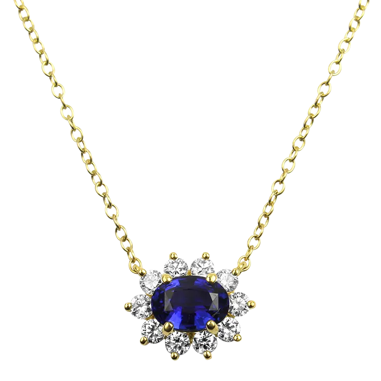 Springer's Collection 18K Yellow Gold Blue Sapphire and Diamond Necklace