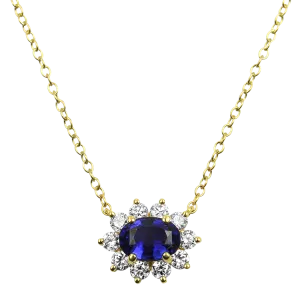 Springer's Collection 18K Yellow Gold Blue Sapphire and Diamond Necklace