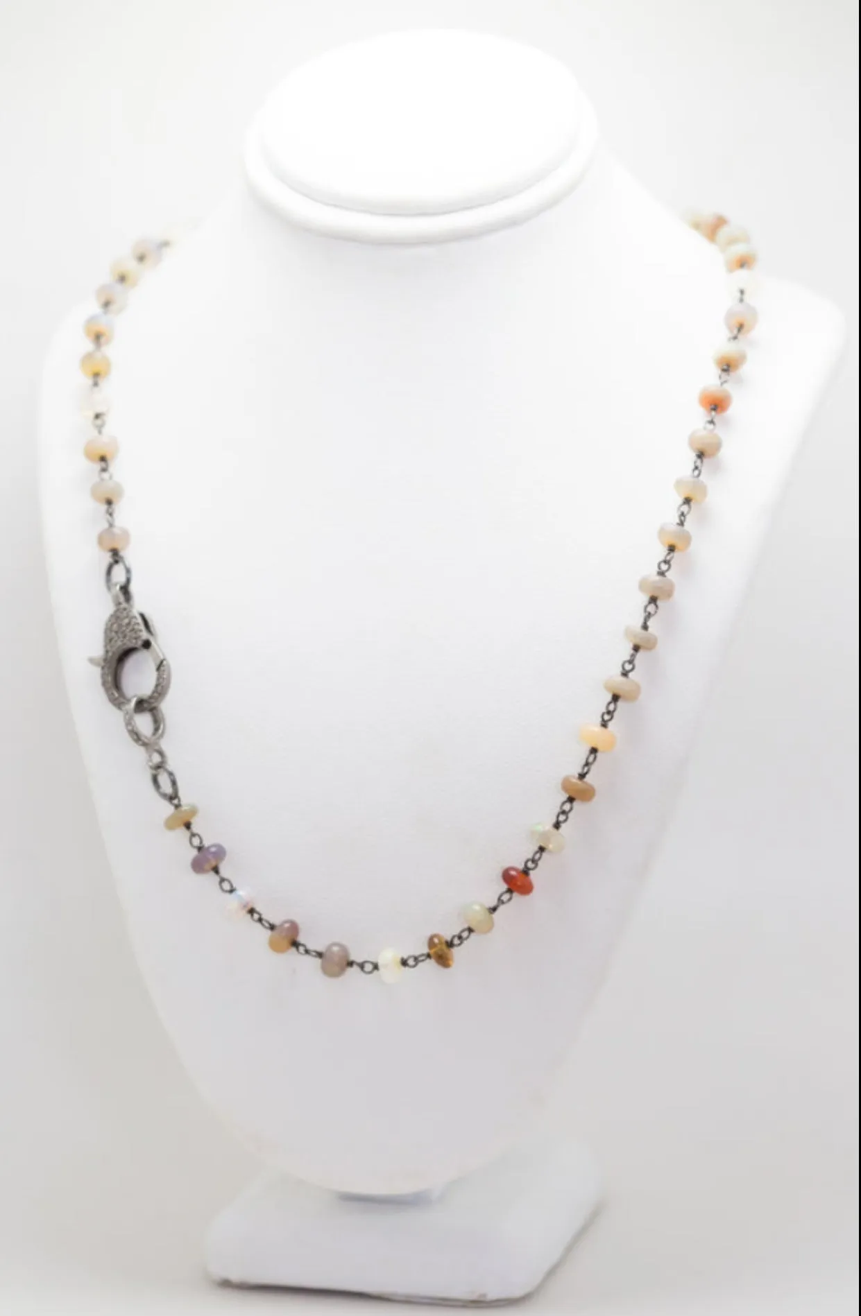 S.Row Designs Beaded Necklace with Pave Diamond Clasp