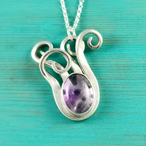 Sterling Silver Amethyst Twisted Fork Pendant II