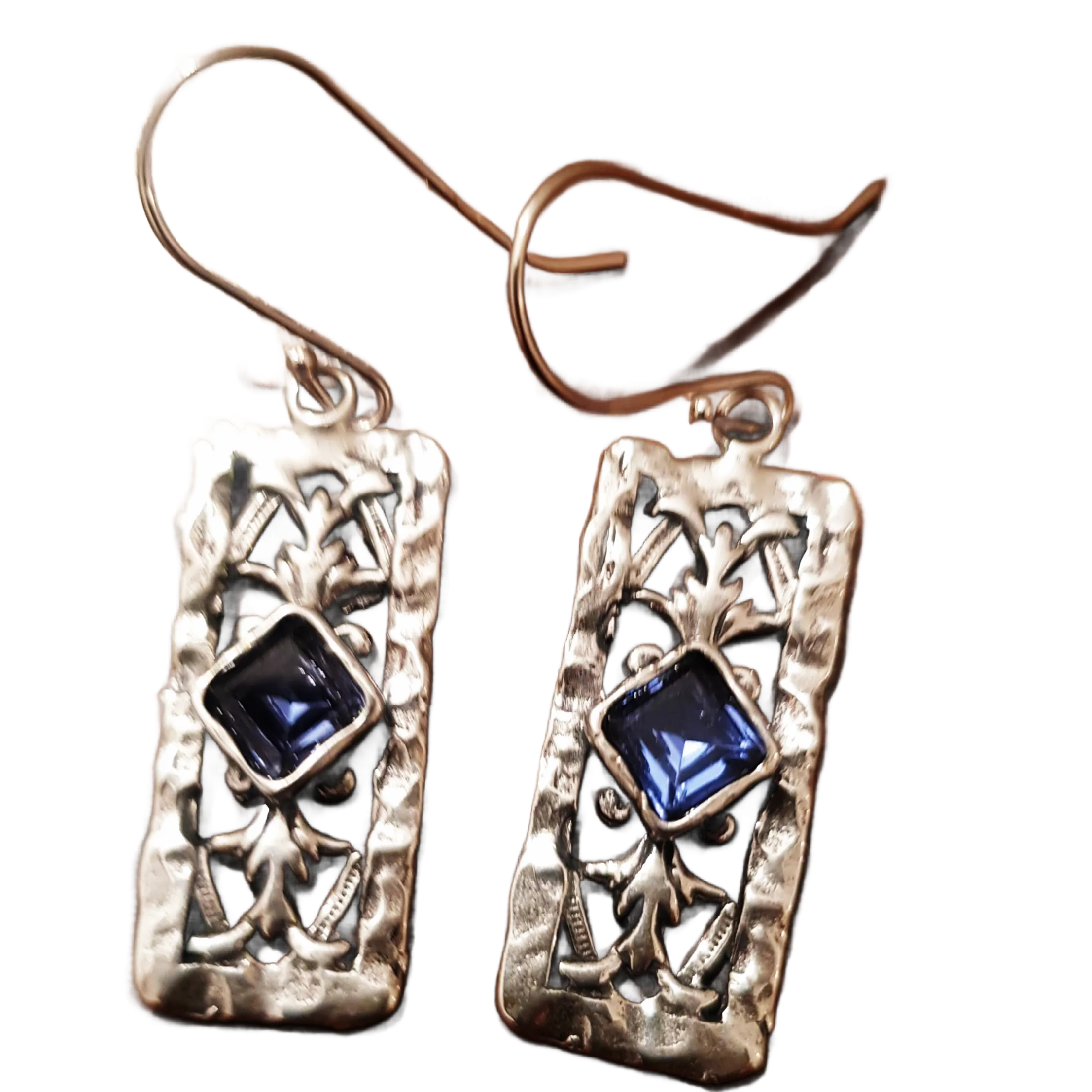 Sterling silver earrings for woman set Blue Opals / CZ zircons