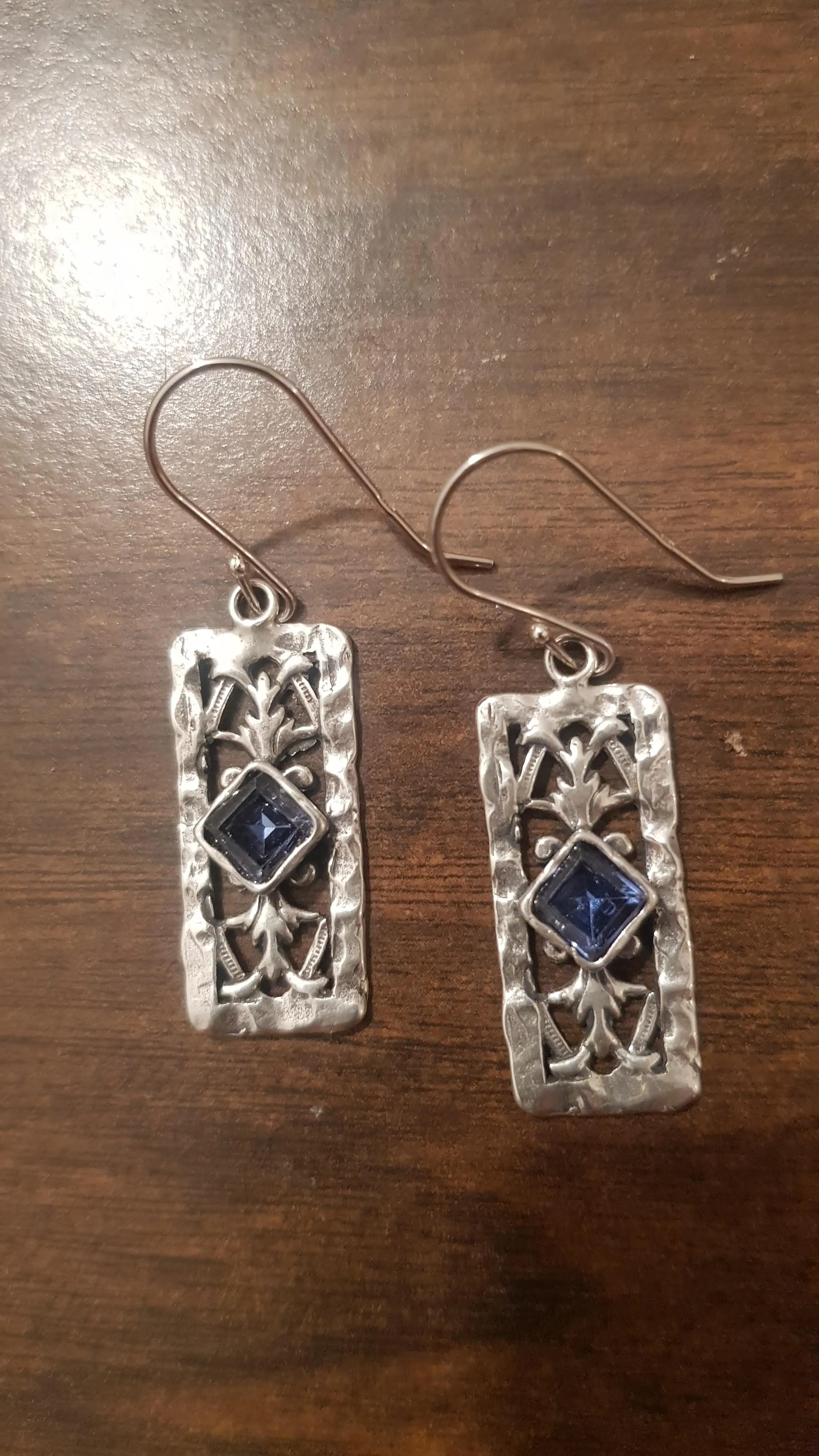 Sterling silver earrings for woman set Blue Opals / CZ zircons