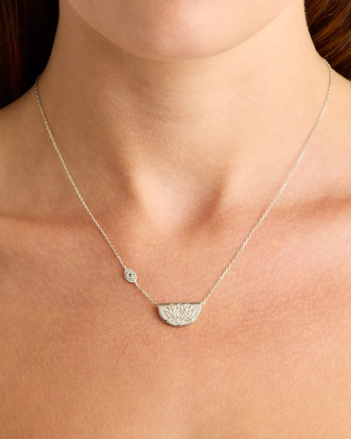 Sterling Silver Eye of Peace Lotus Necklace