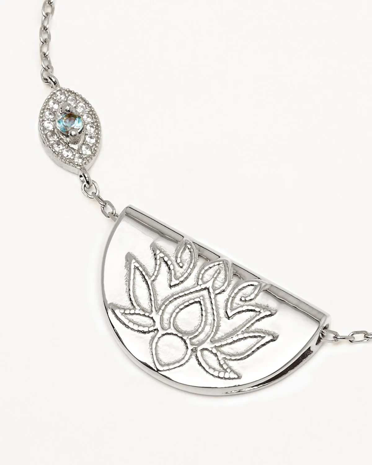 Sterling Silver Eye of Peace Lotus Necklace