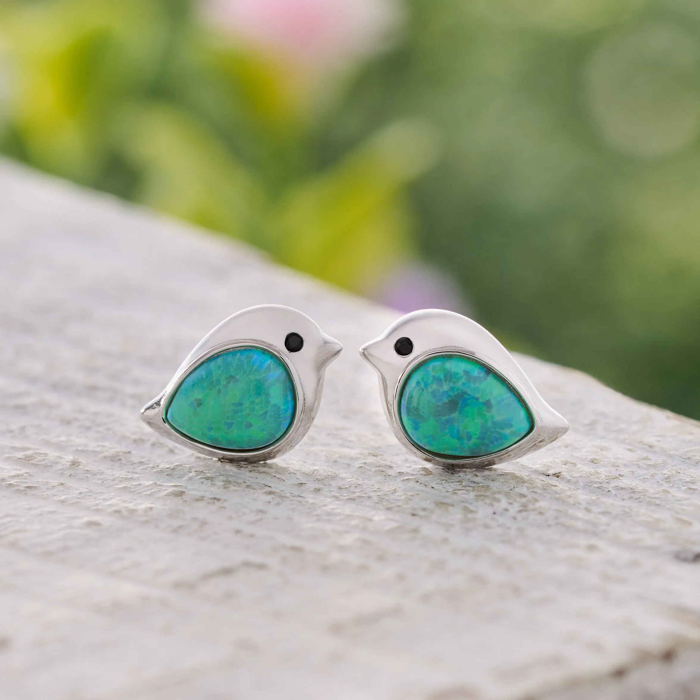 Sterling Silver Green Opal Birdie Gift Set