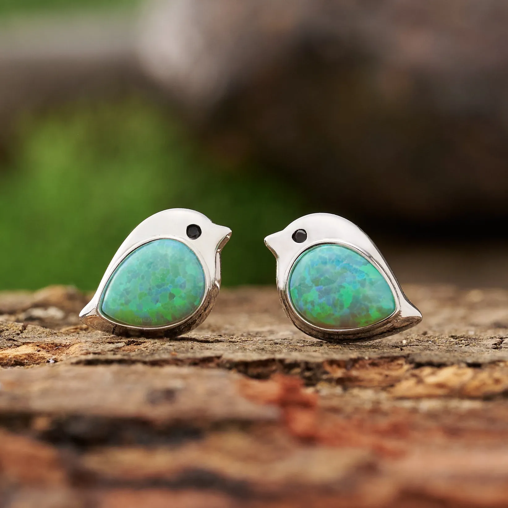 Sterling Silver Green Opal Birdie Gift Set