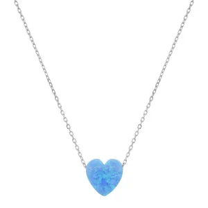 Sterling Silver Opal Heart Necklace