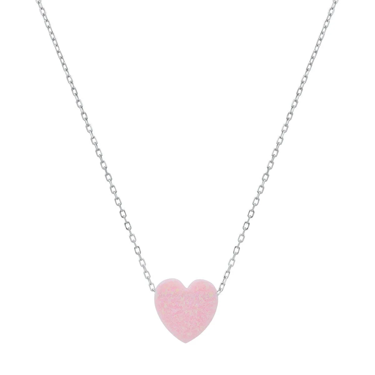 Sterling Silver Opal Heart Necklace