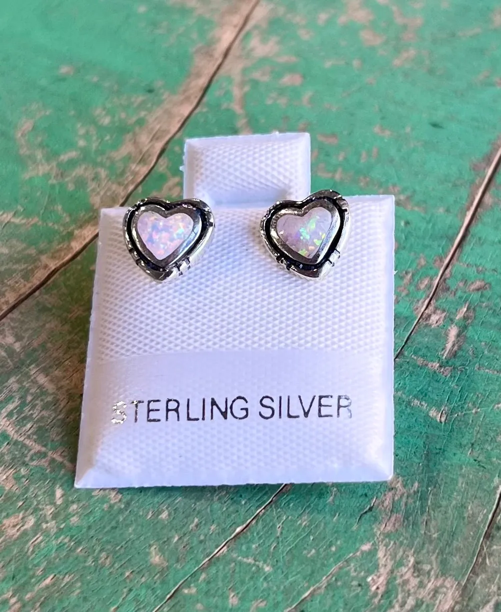 Sterling Silver Opal Stud Earrings