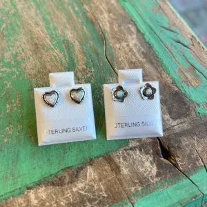 Sterling Silver Opal Stud Earrings