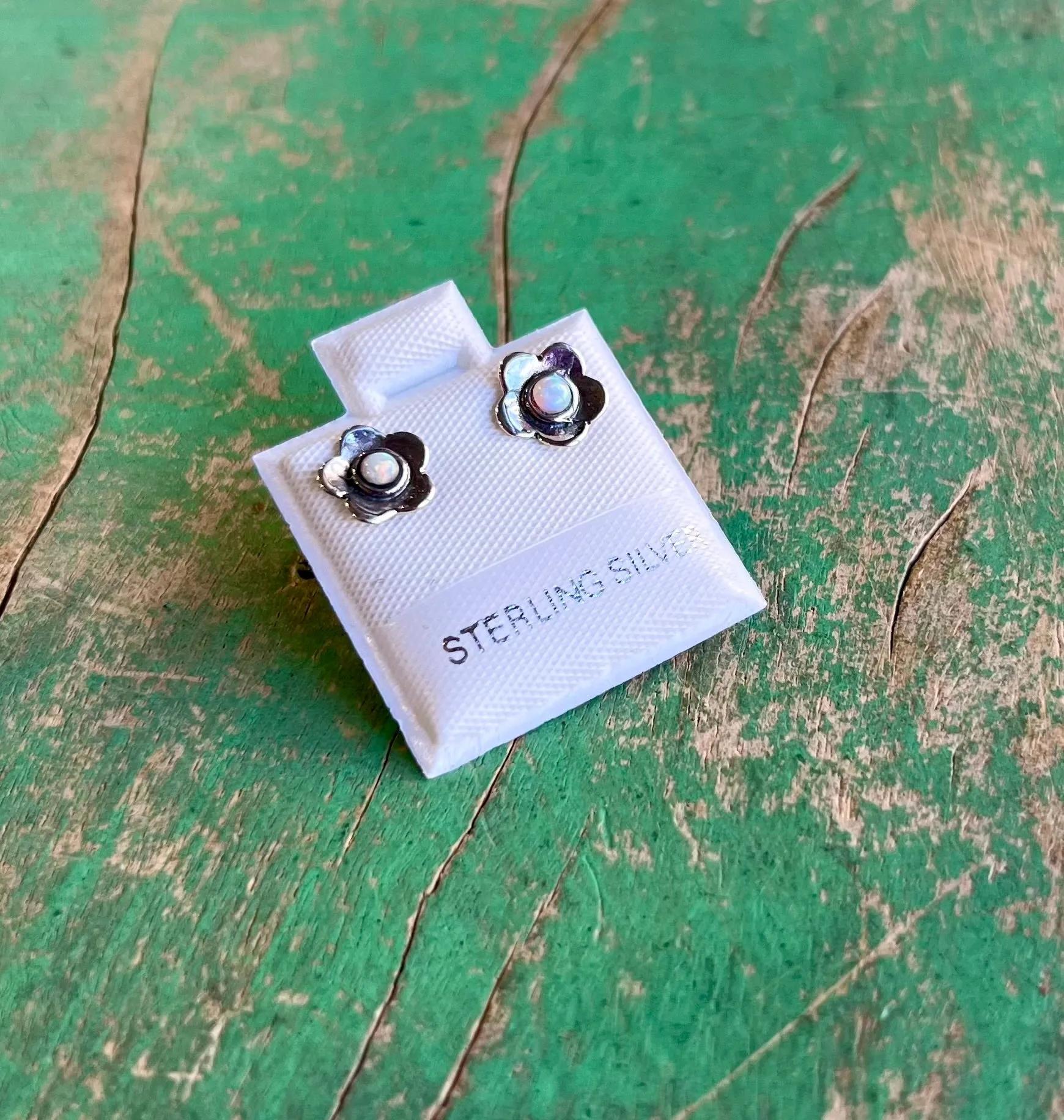 Sterling Silver Opal Stud Earrings