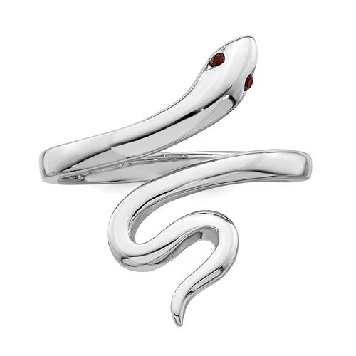 Sterling Silver Snake Created Ruby Toe Ring