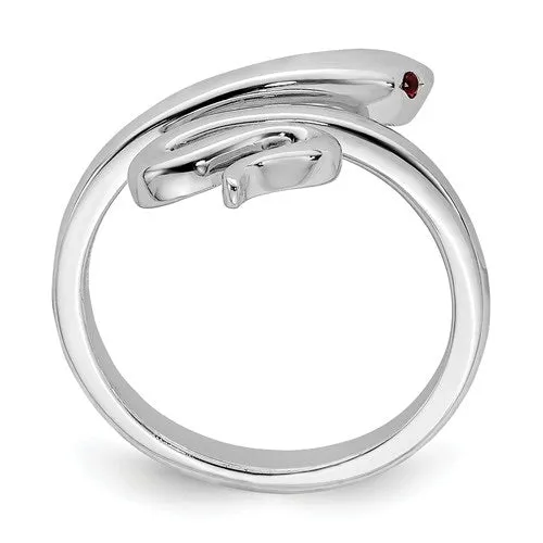 Sterling Silver Snake Created Ruby Toe Ring