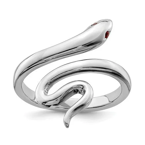 Sterling Silver Snake Created Ruby Toe Ring