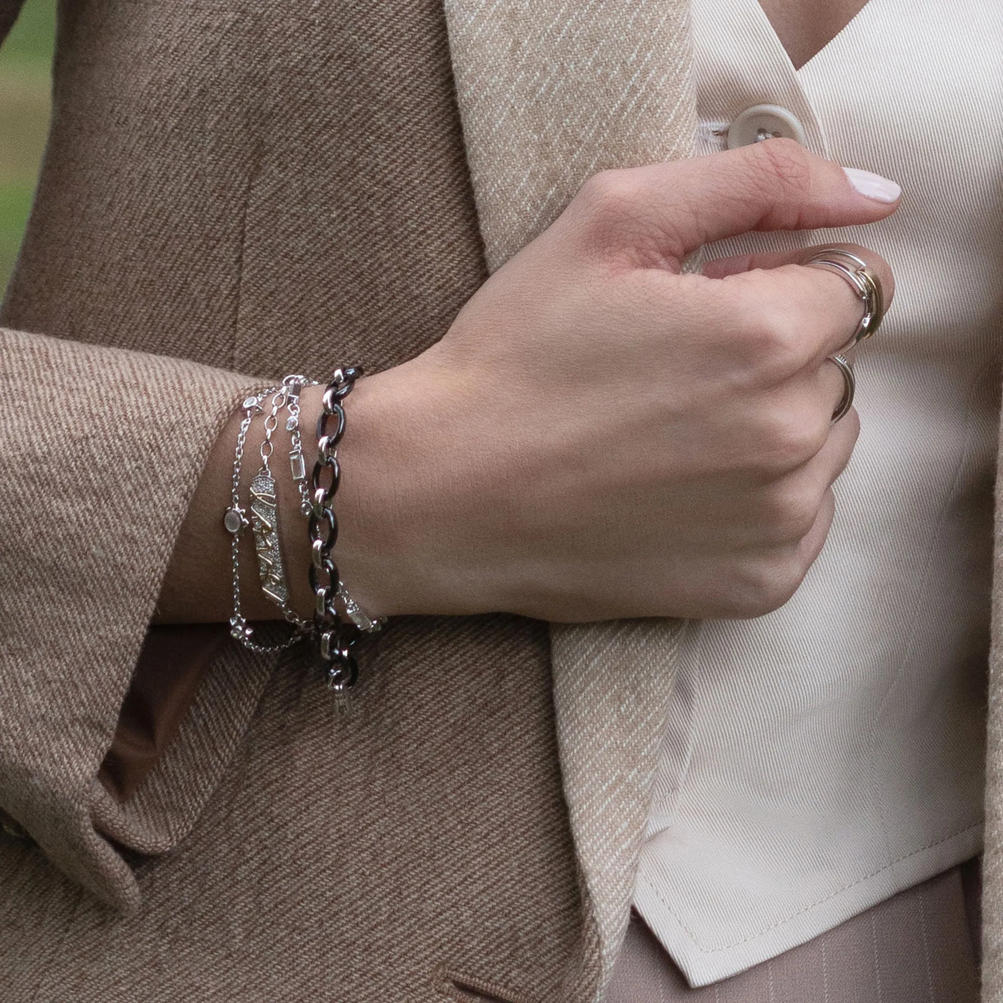 Sun, Moon and Stars Moonstone and White Sapphire Chain Bracelet