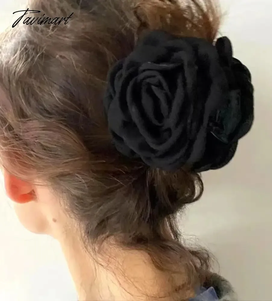 Tavimart French Vintage Rose Hairpin Women's Advanced Temperament Backward Shark Hairpin Headwear Sweet Personalized Accessories