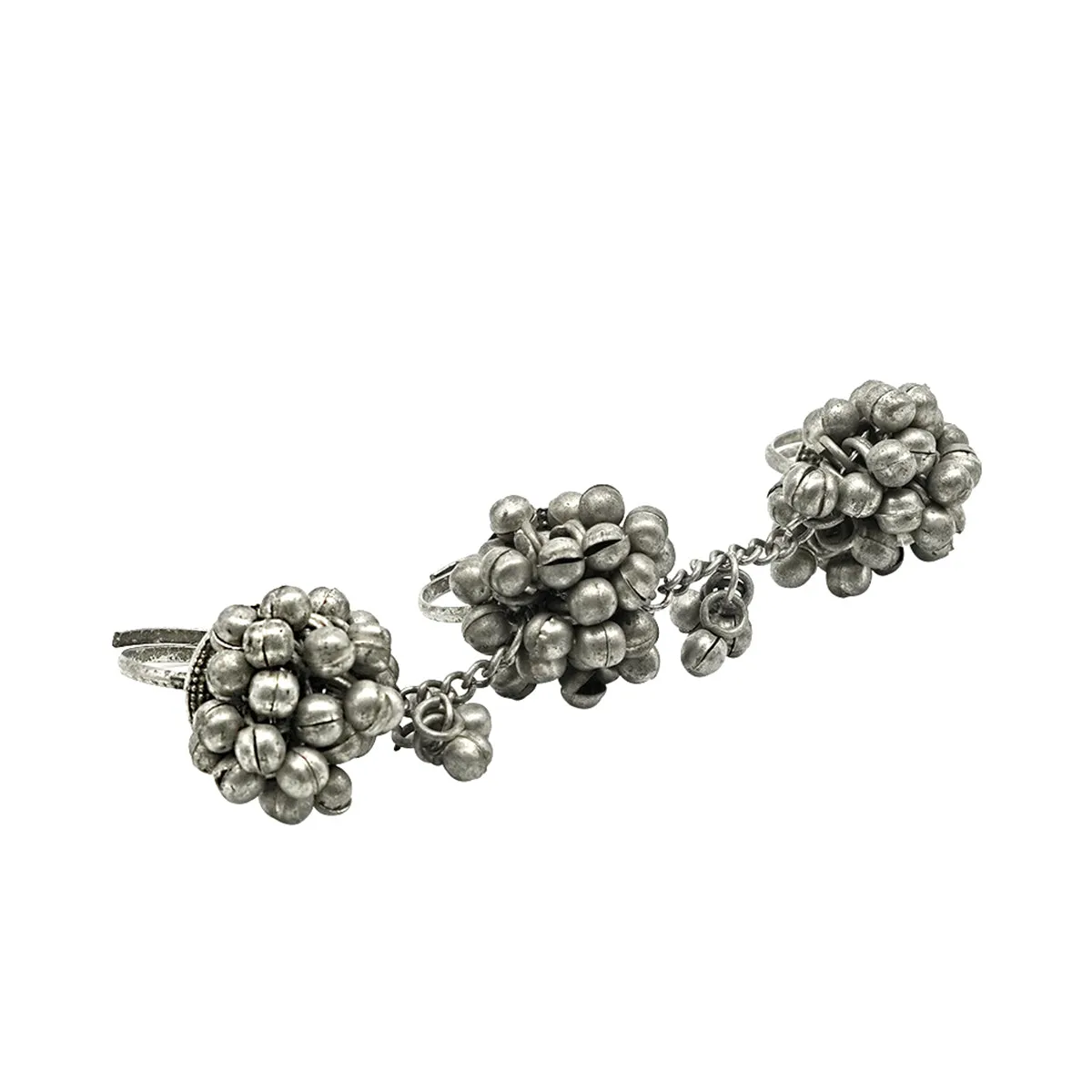 Teejh Damini Silver Oxidised Ghungroo Toe rings