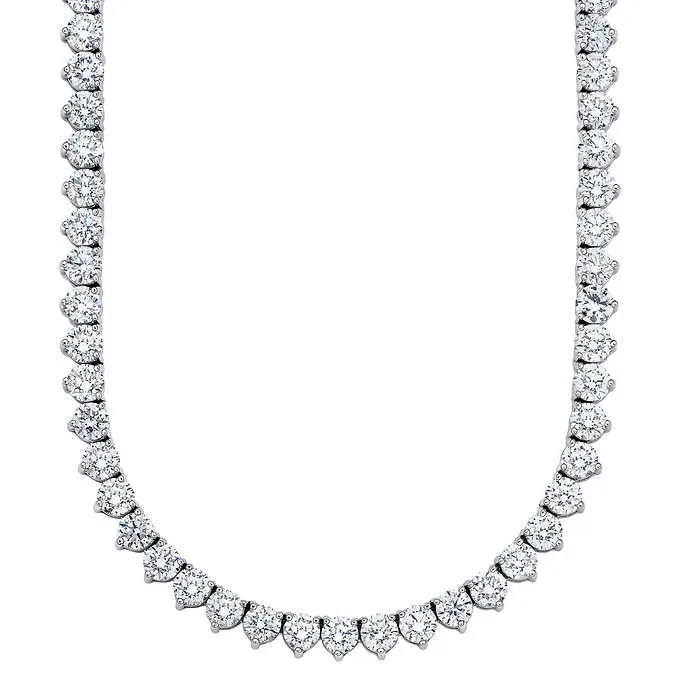 Tennis Necklace (11.64 ct GH VVS-VS Diamonds) in 18K White Gold