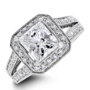 The Regal Engagement Ring (1.52 ct Princess GVS2 EGLUSA Diamond) in White Gold