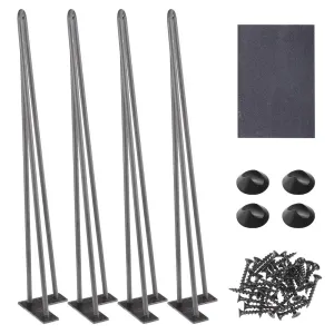 TheLAShop 28" Hairpin Legs Set of 4, 3-Rod Steel, Raw Steel