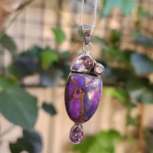 TOUCH OF PURPLE - COPPER TURQUOISE AMETHYST 925 NECKLACE