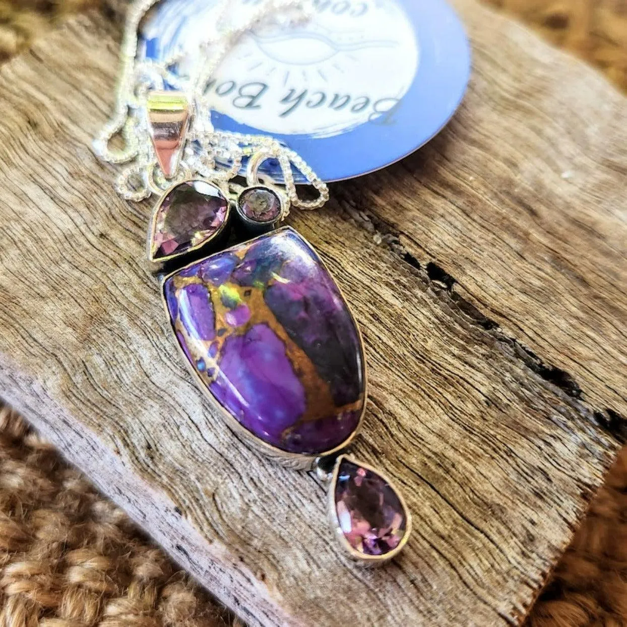 TOUCH OF PURPLE - COPPER TURQUOISE AMETHYST 925 NECKLACE